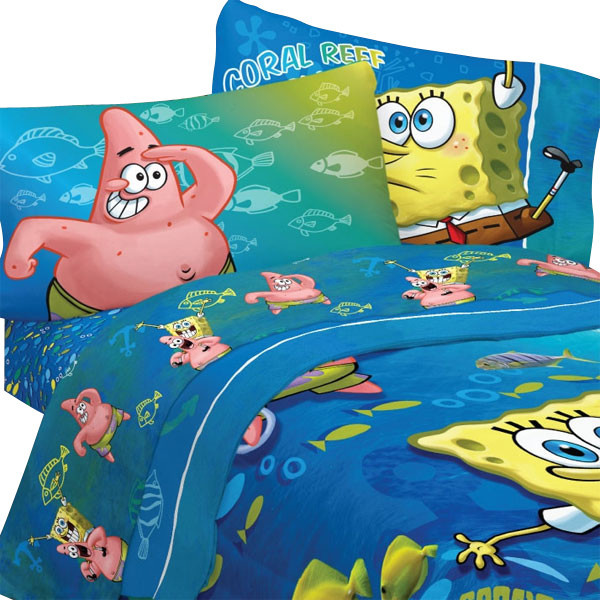 Spongebob Squarepants Fish Swirl 3pc Twin Bed Sheet Set Contemporary Kids Bedding by oBedding