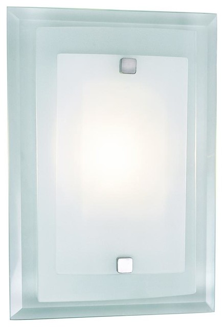 One Light Polished Chrome Clear Wall Plate Frosted Cover Glass Wall Liight transitional-wall-sconces