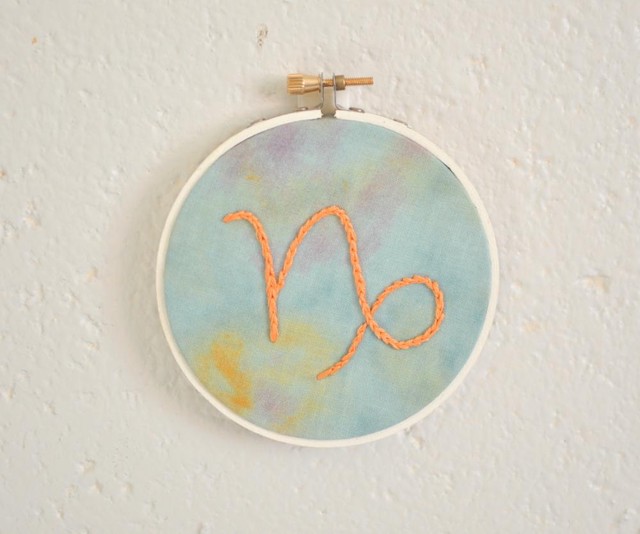 Capricorn Astrology Embroidery Ornament Home Decor Wall Art 