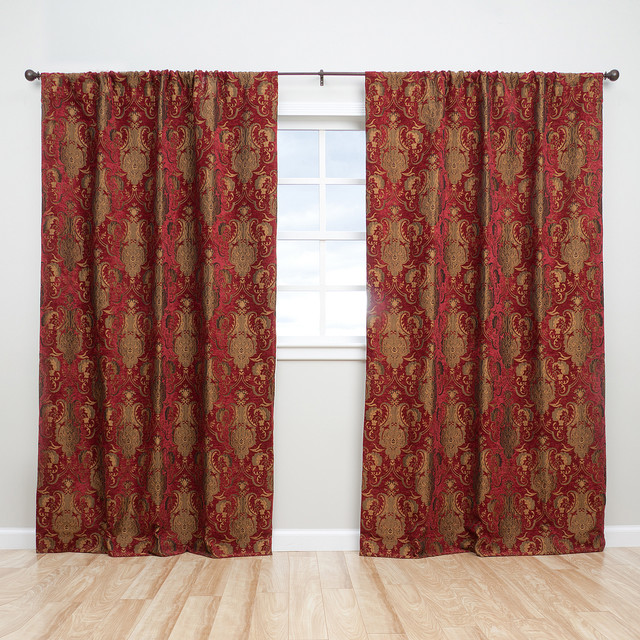 Sherry Kline Luxury China Art Red 84inch Curtain Panel Pair