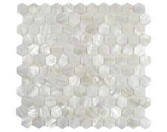 White Hexagon Pearl Shell Tile contemporary-tile