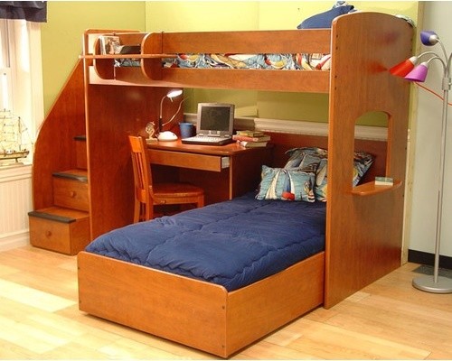 Utica Twin over Twin L-Shaped Bunk Bed with Desk and Storage ...