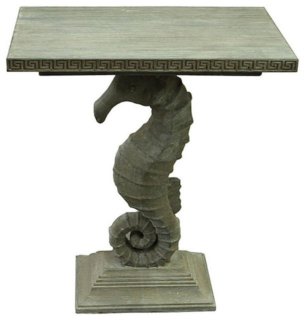 Seahorse Side Table Weathered Grey Transitional Side Tables And