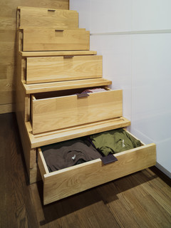Stair steps are drawers for storage.