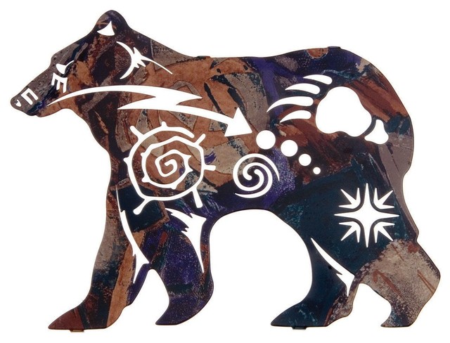 New Spirit Bear Wildlife Metal Wall Art - Rustic - Artwork - by