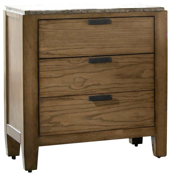 Broyhill Ember Grove 3 Drawer Night Stand in WeatheredKhaki