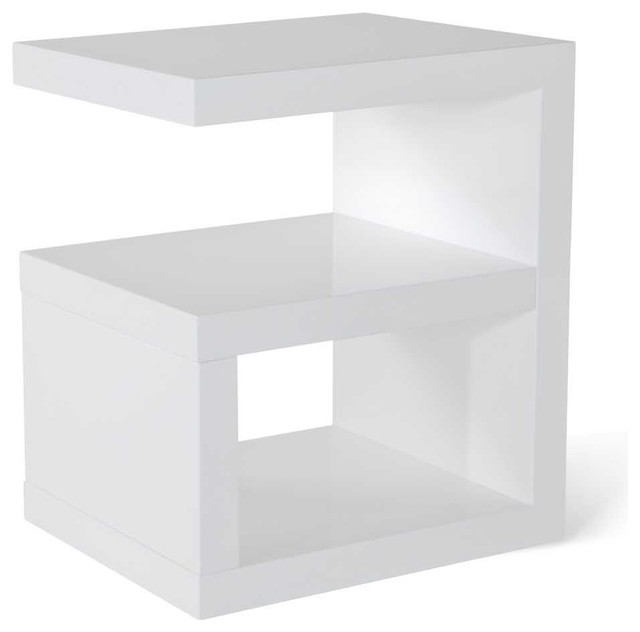 Jayden High Gloss Modern Side Table - White - Contemporary - Side