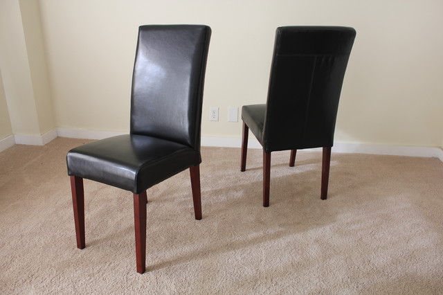 Black Leather Parsons Dining Room Chairs