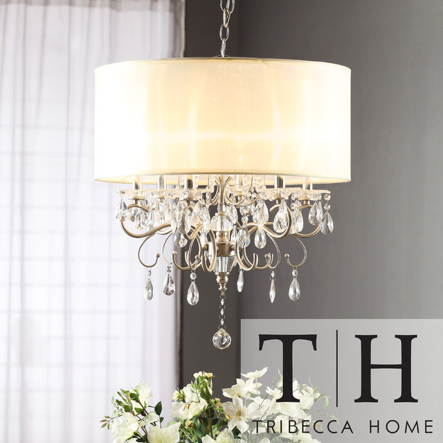  Mist Hanging Crystal Drum Shade Chandelier contemporarylampshades