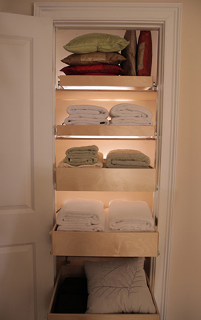 Roll Out Shelves for Linen Closet