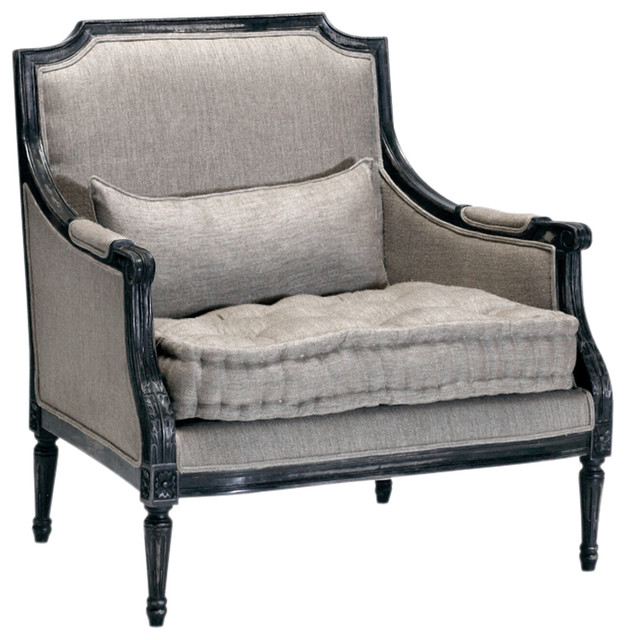 Stephan Masculine French Country Antique Black Accent Lounge Chair