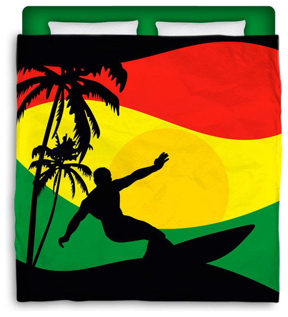 Made In USA "Surfer Mon" Surfer Bedding F/Q Comforter - Beach Style...