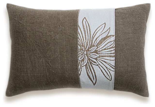 Brown Cream Lumbar Decorative Throw Pillow Case 12 x 18 in LORA DESIGN