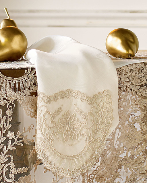 Chantilly Lace & Linen Napkin IVORY Contemporary Napkins by Horchow