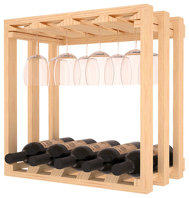 Wine Storage Lattice Stemware Cube in Pine Traditional Wine Racks