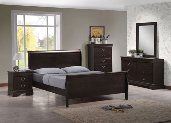 Acme Furniture Louis Philippe IV Dark Brown 5 Piece King