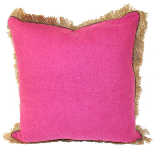 Lacefield Designs Orchid Linen Jute Fringe Pillow