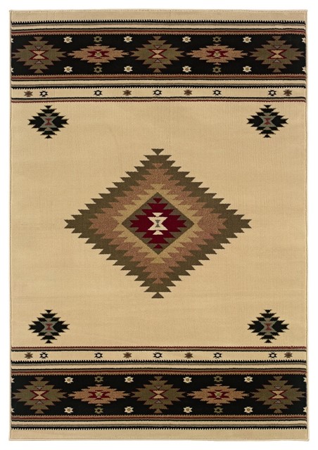 Rustic Lodge Southwest Light Area Rug Traditional Rugs By Lamps