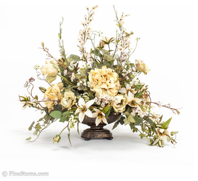 Cream Silk Floral Arrangement Traditional Artificial Flower