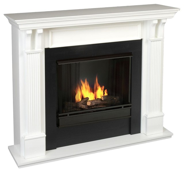 Ashley Indoor Ventless Gel Fireplace in White Traditional Indoor