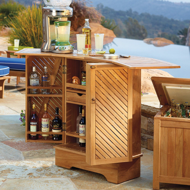 Teak Foldable Bar  Traditional  Outdoor Pub And Bistro 