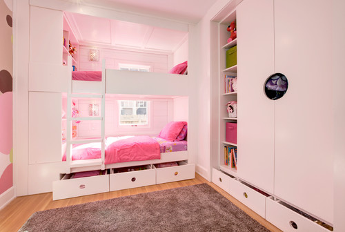غرفة نوم اطفال بلون بمبي وشكل مودرن