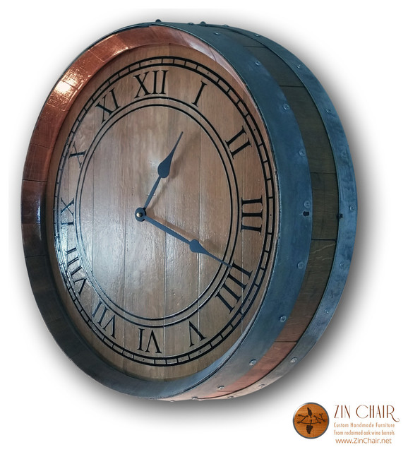 Zin Clock Oak Wine Barrel Clocks Craftsman Clocks los angeles