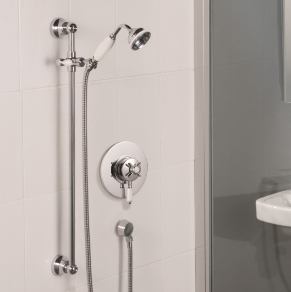 Traditional Thermostatic Shower System, Dual Valve, Rail Kit & Handset