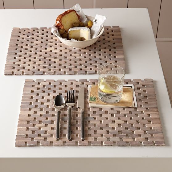 white washed wood placemats Modern Placemats by West Elm