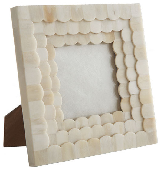 Bone Photo Frame, Scalloped Square Contemporary Picture Frames by