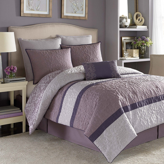 nicole miller damask purple 7 piece comforter set nicole miller damask purple 7 piece comforter set