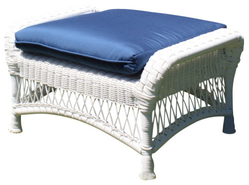 Princeton Wicker Ottoman - White - Traditional - Outdoor Footstools And ...