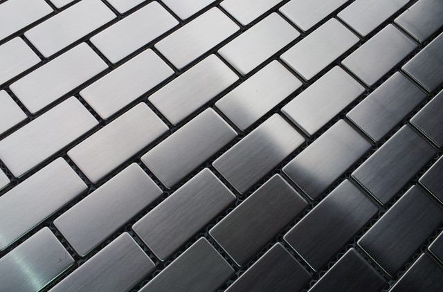 14.95SF Stainless Steel 1x2 Brick Metal Mosaic Tiles traditional-wall 