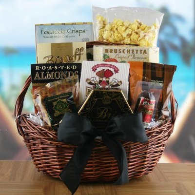 A gourmet gift basket is the perfect present to foodies A gift basket filled with appetizing gourmet choices