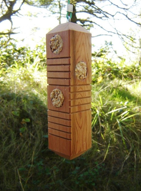 Woodpecker Feeder From Reclaimed Cedar - Contemporary - Bird Feeders