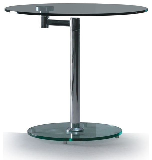 Modern glass and chrome round swivel side table Anzio - Modern - Side