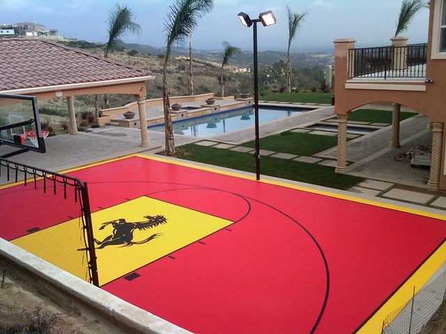 Backyard Multi Sport Home Basketball Court - Contemporary ...