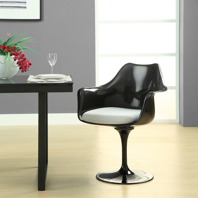 MODERN BLACK PLASTIC LOUNGE CHAIR WITH WHITE CUSHION LEBUS midcentury-armchairs-and-accent-chairs