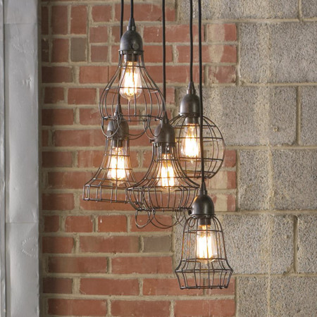 Industrial Cage Work Light Chandelier - Industrial - Chandeliers - by 