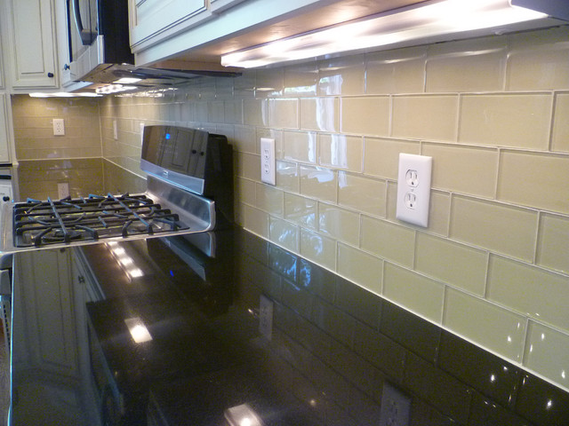 Glass Subway Tile Kitchen Backsplash - contemporary - kitchen ...