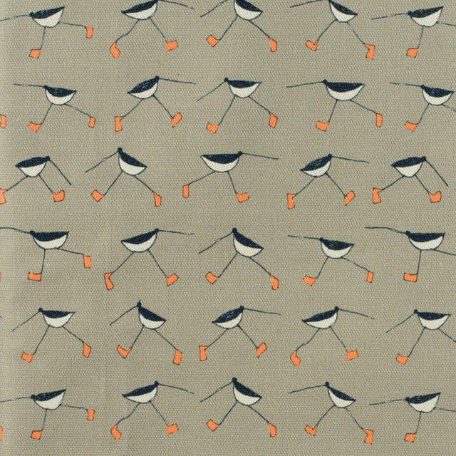 oyster catcher printed canvas fabric Coastal Upholstery Fabric