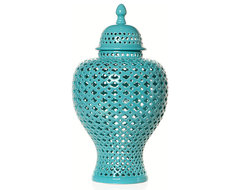 Aquamarine Filigree Urn asian vases
