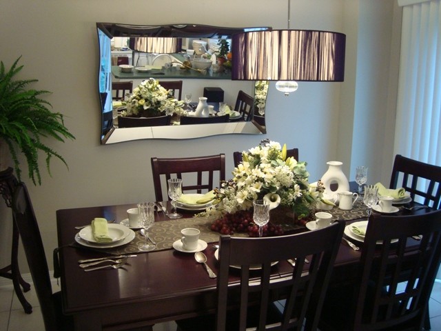 brown and offwhite dining room