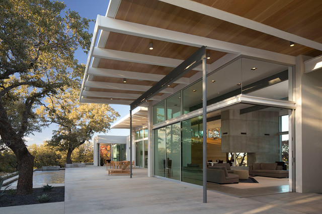 Porch with Sliding Glass Doors - contemporary - exterior - austin ...