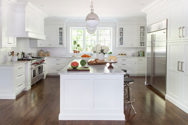 transitional white kitchen design