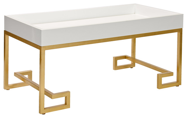 Chelsea White Lacquer  Gold Coffee Table traditional-coffee-tables