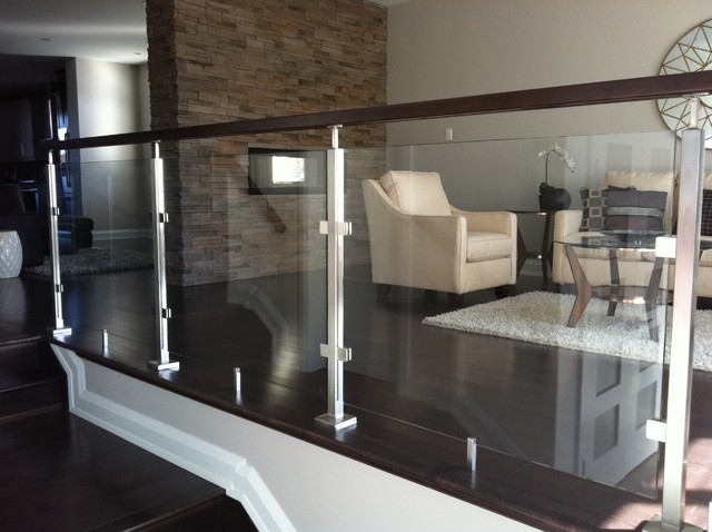 Glass Railing Modern Living Room other metro by