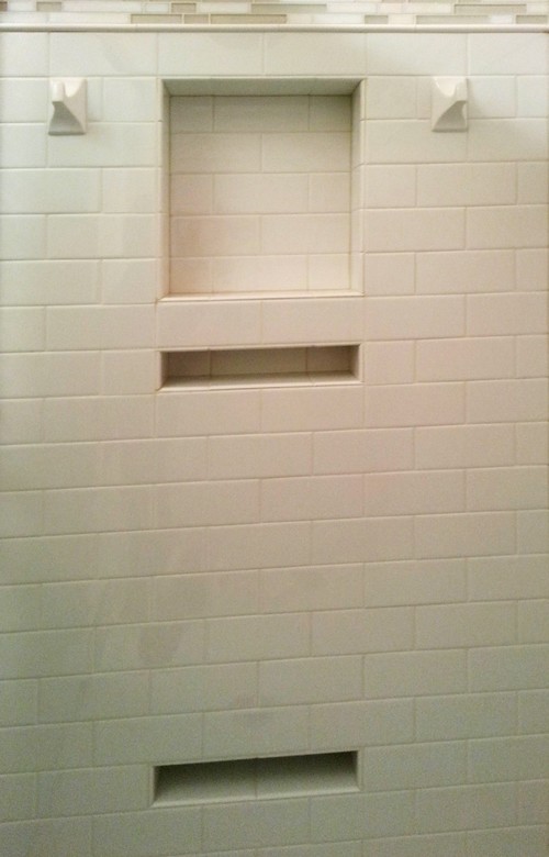 Shampoo Niche, Soap Niche, Leg Shaving Niche at bottom. Pop your toes