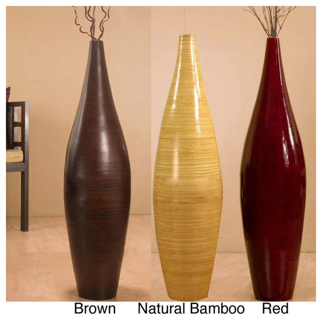 Handcrafted Bamboo Floor Vase and Branches Contemporary Vases by