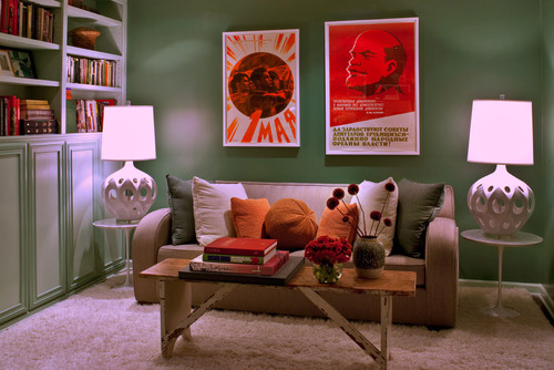 transitional home office Good Design Wants You! Propaganda Art In Your Home Decor